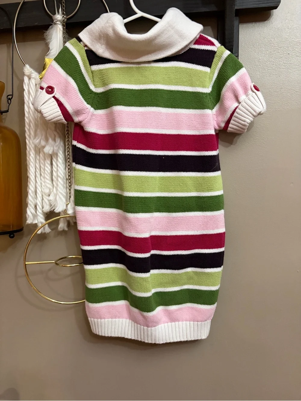 Gymboree White Sweater with Green Accent
